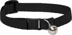 LupinePet Basic Nylon Breakaway Buckle Safety Cat Collar with Bell, One Size: 8-12 in neck, 1/2-in wide, Black