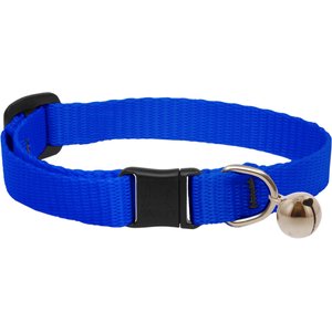 LupinePet Basic Nylon Breakaway Buckle Safety Cat Collar with Bell, One Size: 8-12 in neck, 1/2-in wide, Blue