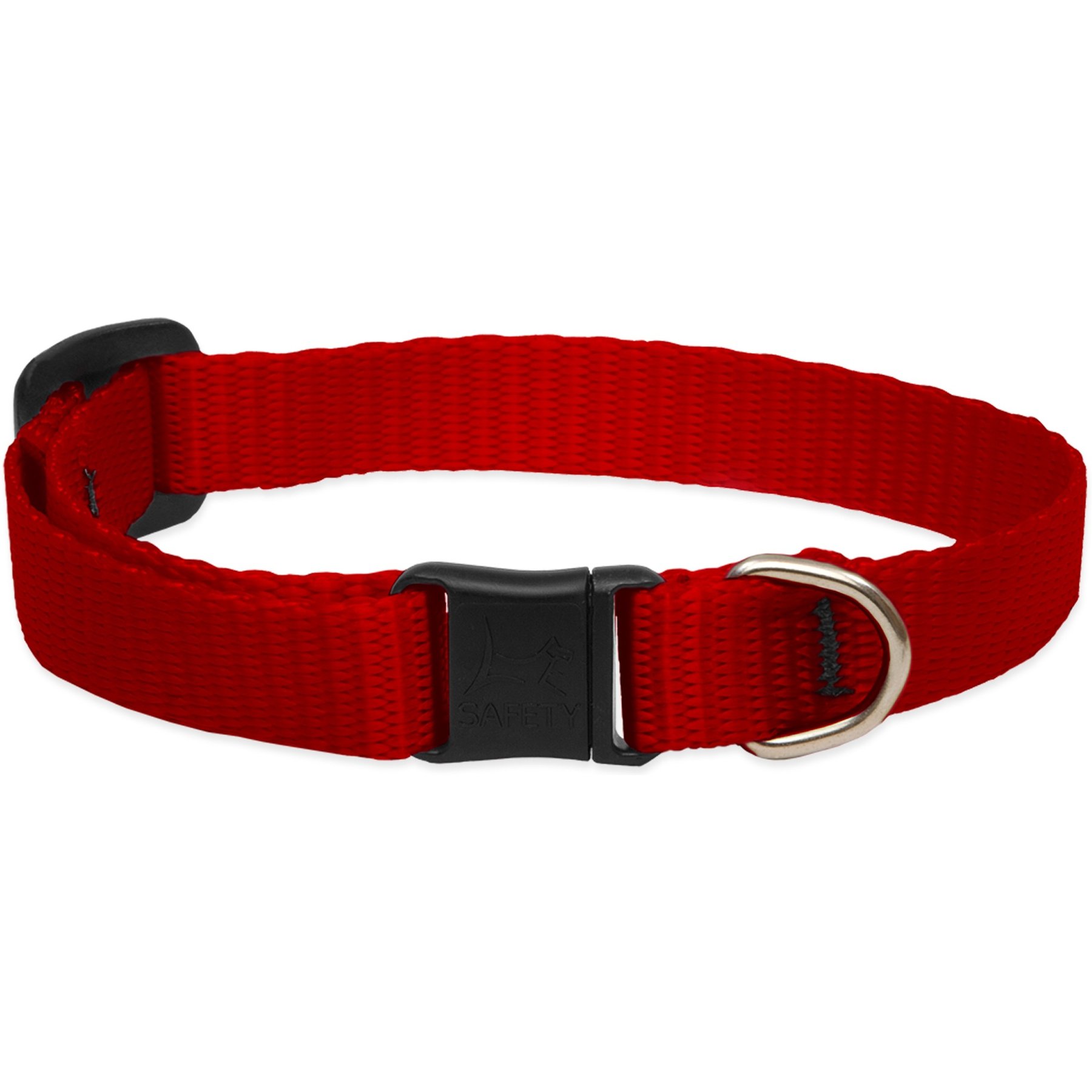 LupinePet Basic Nylon Breakaway Buckle Safety Cat Collar, One Size: 8-12 in neck, 1/2-in wide, Red