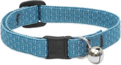 LupinePet Polyester Eco Breakaway Buckle Safety Cat Collar with Bell, One Size: 8-12 in neck, 1/2-in wide, Tropical Sea
