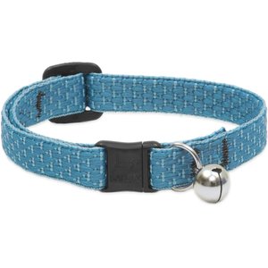 LupinePet Polyester Eco Breakaway Buckle Safety Cat Collar with Bell, One Size: 8-12 in neck, 1/2-in wide, Tropical Sea