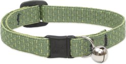 LupinePet Polyester Eco Breakaway Buckle Safety Cat Collar with Bell, One Size: 8-12 in neck, 1/2-in wide, Moss