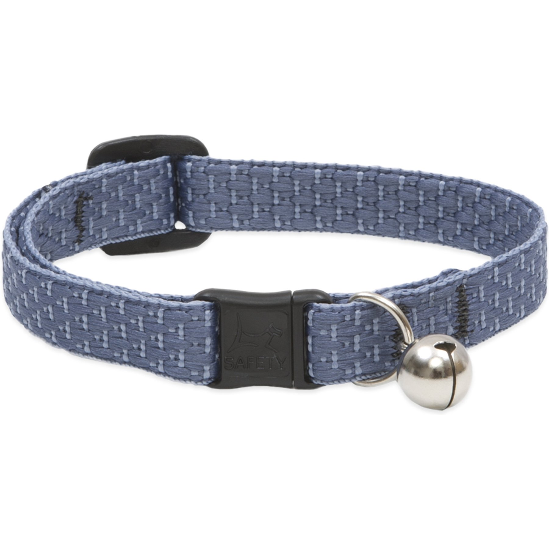 LupinePet Polyester Eco Breakaway Buckle Safety Cat Collar with Bell, One Size: 8-12 in neck, 1/2-in wide, Mountain Lake
