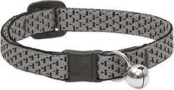 LupinePet Polyester Eco Breakaway Buckle Safety Cat Collar with Bell, One Size: 8-12 in neck, 1/2-in wide, Granite