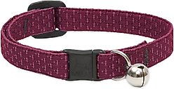 LupinePet Polyester Eco Breakaway Buckle Safety Cat Collar with Bell, One Size: 8-12 in neck, 1/2-in wide, Berry