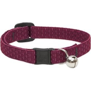 LupinePet Polyester Eco Breakaway Buckle Safety Cat Collar with Bell, One Size: 8-12 in neck, 1/2-in wide, Berry