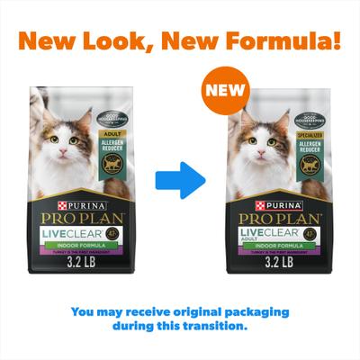 Show full view: Purina Pro Plan LiveClear Adult Indoor Allergen Reducing Turkey and Rice Formula Dry Cat Food, 3.2-lb bag slide 3 of 12
