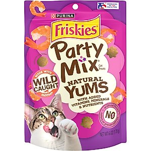 Friskies Party Mix Natural Yums Wild Shrimp Flavor Crunchy Cat Treats, 6-oz bag
