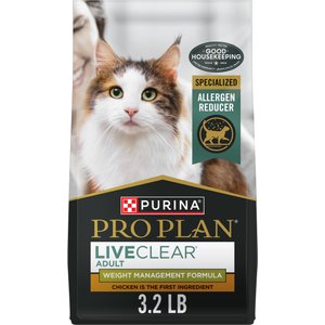 Purina Pro Plan LIVECLEAR Adult Weight Management Formula Dry Cat Food, 3.2-lb bag