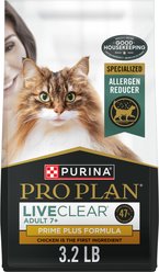 Purina Pro Plan LIVECLEAR Adult 7+ Prime Plus Longer Life Formula Dry Cat Food, 3.2-lb bag