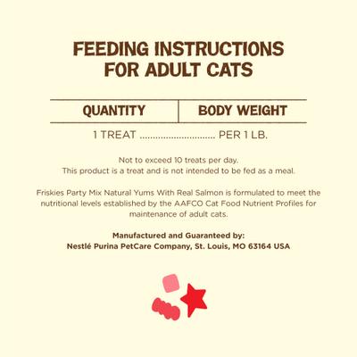Show full view: Friskies Party Mix Natural Yums Complete & Balanced Salmon Crunchy Natural Cat Treats, 6-oz bag slide 10 of 12