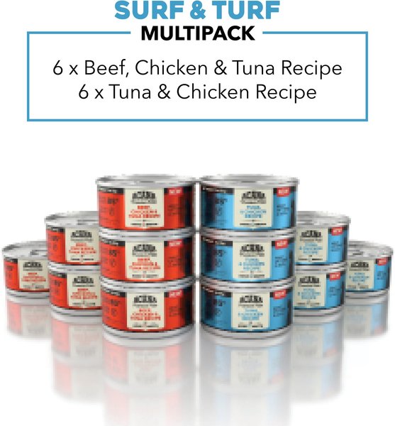 ACANA Premium Variety Pack Surf & Turf Beef Chicken & Tuna Pate in Bone Broth Wet Cat Food