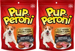 Pup-Peroni Filet Mignon & Bacon Flavors Dog Treats, 5.6-oz bag, bundle of 2