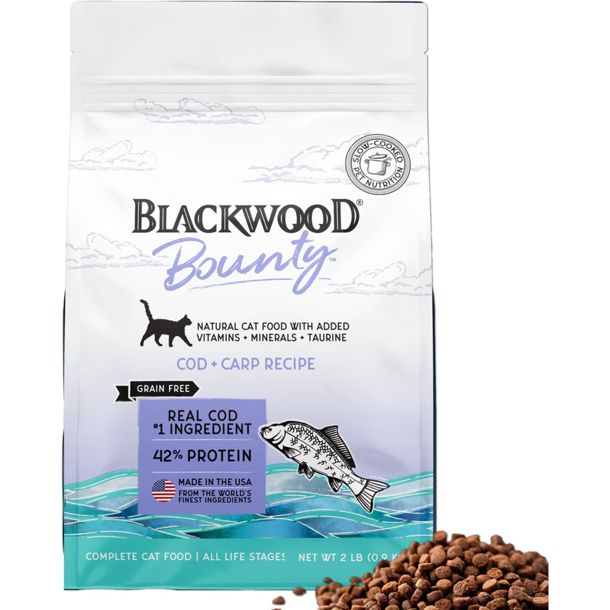 Blackwood Bounty Grain-Free Cod & Carp Slow Cooked Dry Cat Food, 2-lb bag