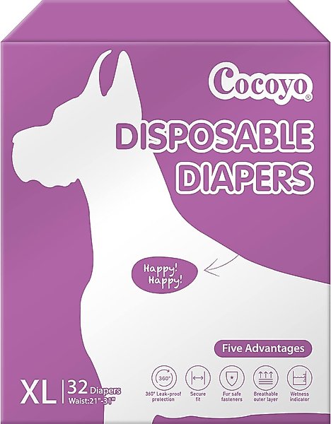 Show full view: COCOYO Super Absorbent Disposable Female Dog Diapers, X-Large: 21 to 31-in waist, 32 count slide 1 of 8