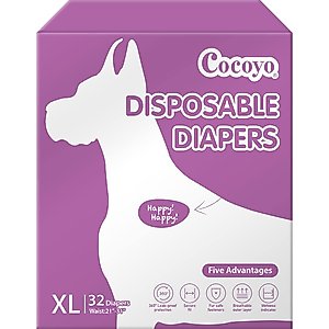 COCOYO Super Absorbent Disposable Female Dog Diapers, X-Large: 21 to 31-in waist, 32 count