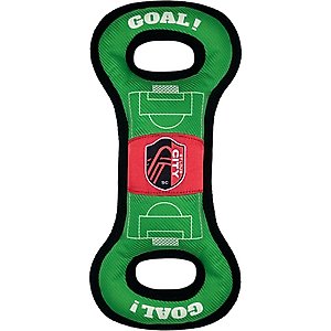 Pets First St. Louis SC Soccer Field Squeaky Dog Tug Toy
