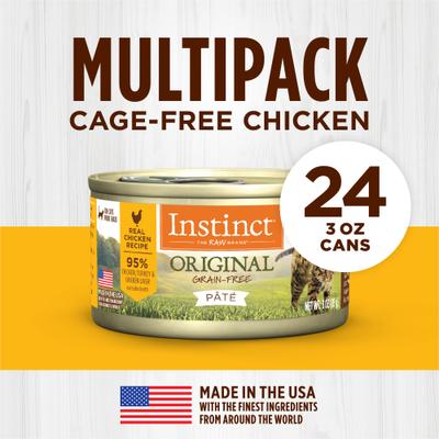 Show full view: Instinct Original Real Chicken Recipe Grain-Free Pate Wet Cat Food, 3-oz can, case of 4 slide 7 of 12