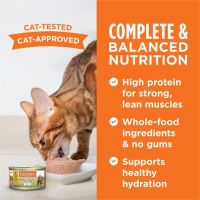 Show full view: Instinct Original Real Chicken Recipe Grain-Free Pate Wet Cat Food, 3-oz can, case of 4 slide 6 of 12