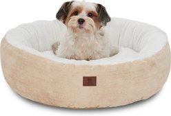 American Kennel Club Mason Fabric Round Dog Bed, Tan, Small: 23-in