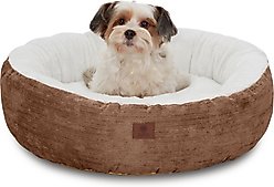 American Kennel Club Mason Fabric Round Dog Bed, Brown, Small: 23-in