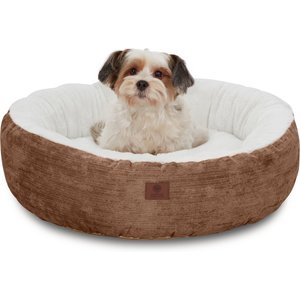 American Kennel Club Mason Fabric Round Dog Bed, Brown, Small: 23-in
