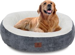 American Kennel Club Mason Fabric Round Dog Bed, Gray, Medium: 25-in