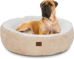 American Kennel Club Mason Fabric Round Dog Bed, Tan, Large: 31-in