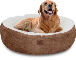 American Kennel Club Mason Fabric Round Dog Bed, Brown, Medium: 25-in