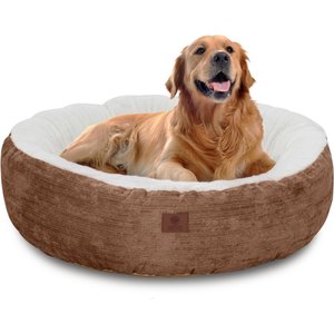 American Kennel Club Mason Fabric Round Dog Bed, Brown, Medium: 25-in