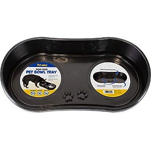 PetAble Non-Skid Dog Bowl Tray, Black, 6-in