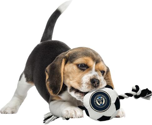 Show full view: Pets First Philadelphia Union Soccer Ball Squeaky Rope Dog Toy slide 3 of 5