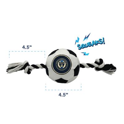 Show full view: Pets First Philadelphia Union Soccer Ball Squeaky Rope Dog Toy slide 2 of 5