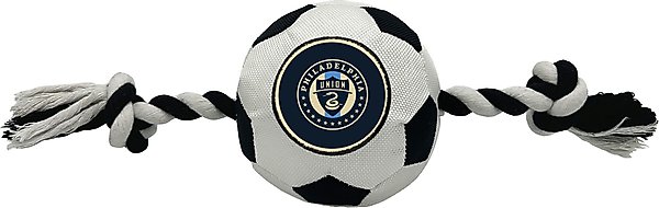 Show full view: Pets First Philadelphia Union Soccer Ball Squeaky Rope Dog Toy slide 1 of 5