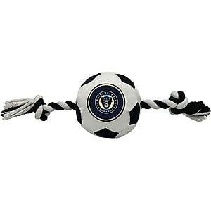 Pets First Philadelphia Union Soccer Ball Squeaky Rope Dog Toy
