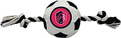 Pets First St. Louis SC Soccer Ball Squeaky Rope Dog Toy