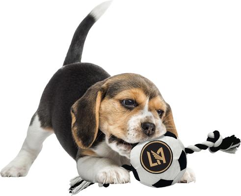 Show full view: Pets First Los Angeles FC Soccer Ball Squeaky Rope Dog Toy slide 3 of 5