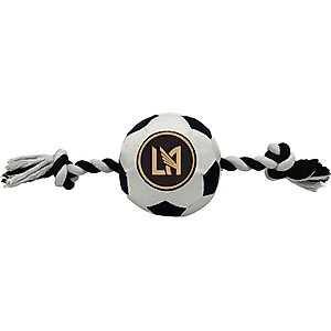 Pets First Los Angeles FC Soccer Ball Squeaky Rope Dog Toy