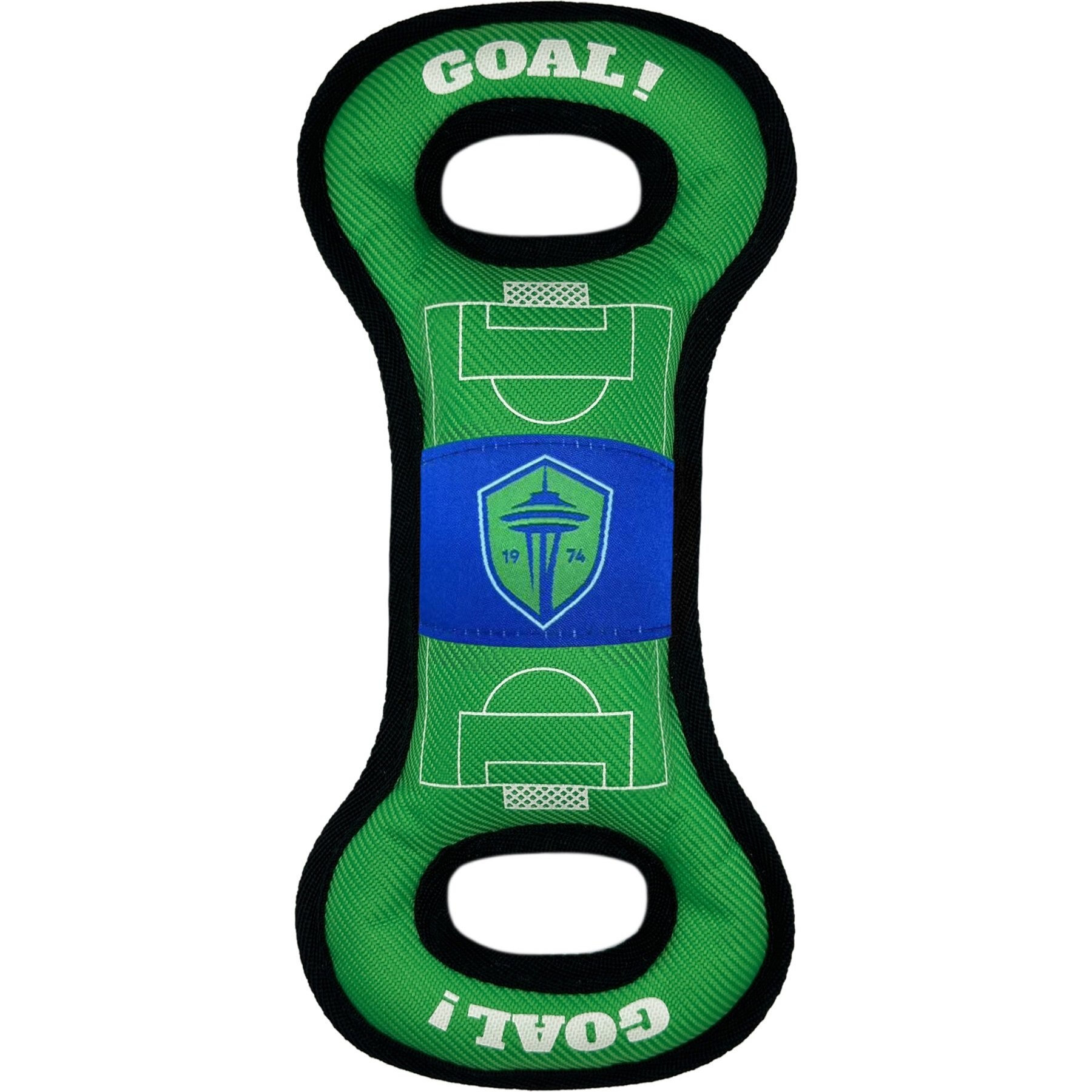 Pets First Seattle Sounders FC Soccer Field Squeaky Dog Tug Toy