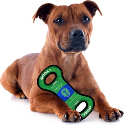 Show full view: Pets First Seattle Sounders FC Soccer Field Squeaky Dog Tug Toy slide 3 of 4