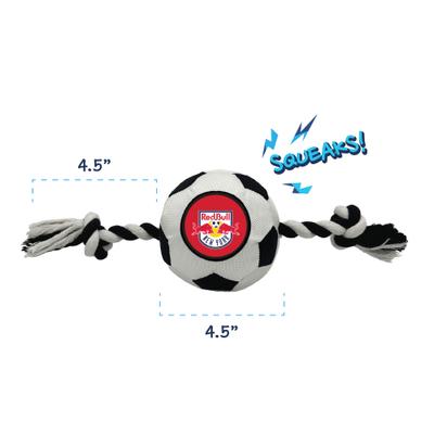 Show full view: Pets First New York Red Bulls Soccer Ball Squeaky Rope Dog Toy slide 3 of 6