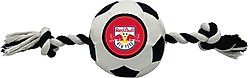 Pets First New York Red Bulls Soccer Ball Squeaky Rope Dog Toy