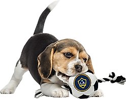 Pets First LA Galaxy Soccer Ball Squeaky Rope Dog Toy slide 2 of 5
