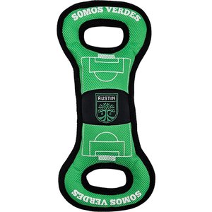 Pets First Austin FC Soccer Field Squeaky Dog Tug Toy