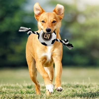 Show full view: Pets First Los Angeles FC Soccer Ball Squeaky Rope Dog Toy slide 4 of 5