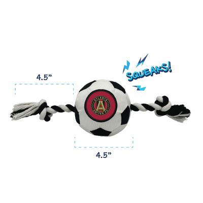 Show full view: Pets First Atlanta United Soccer Ball Squeaky Rope Dog Toy slide 2 of 5