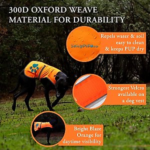 SafetyPUP XD Reflective Dog Vest, Orange, Large