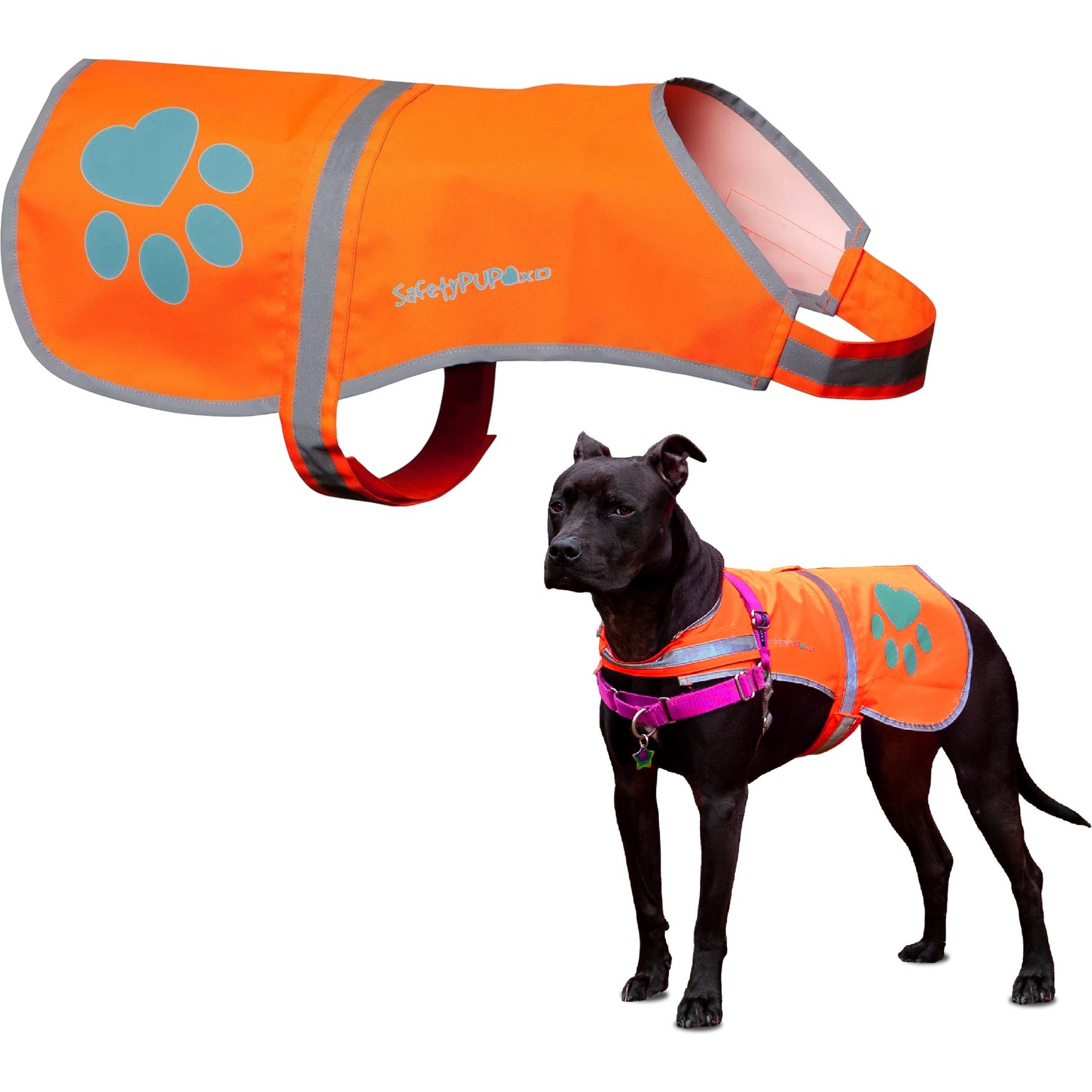 SafetyPUP XD Reflective Dog Vest, Orange, Medium