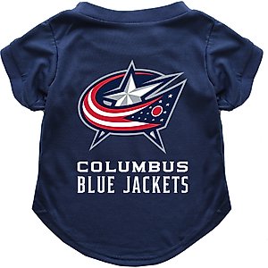 Littlearth NHL Dog & Cat T-Shirt, Large, Columbus Blue Jackets