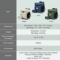PETiCO HUG Backpack Dog & Cat Carrier, Khaki slide 2 of 9
